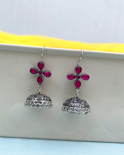 Pink Floral Dangler Jhumki
