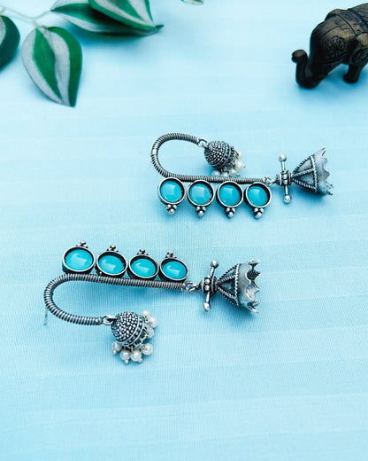 Sea Green Aranyas Dual Jhumki