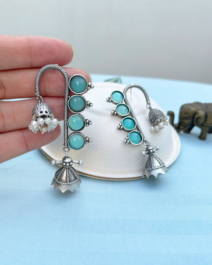 Sea Green Aranyas Dual Jhumki