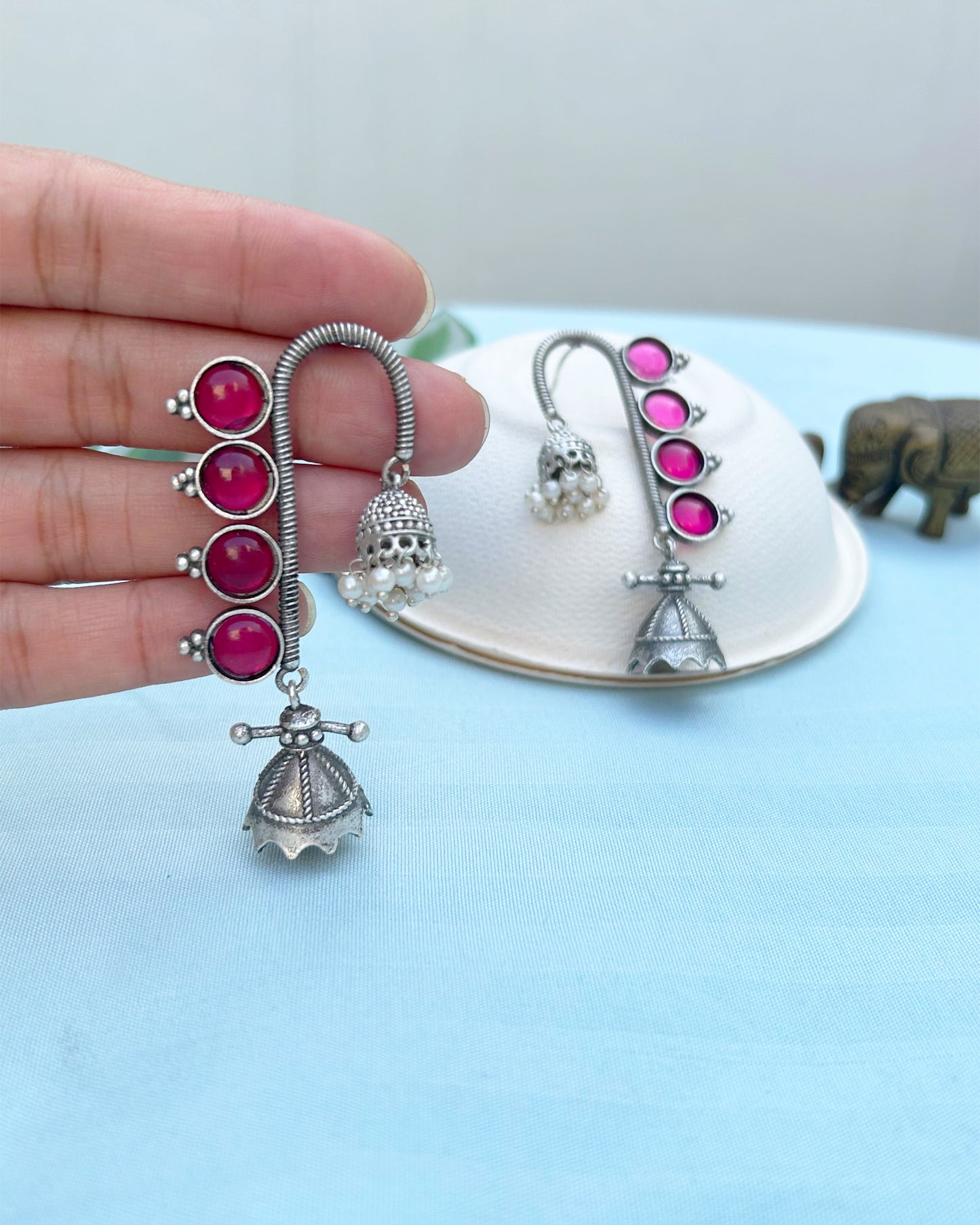 Pink Aranyas Dual Jhumki