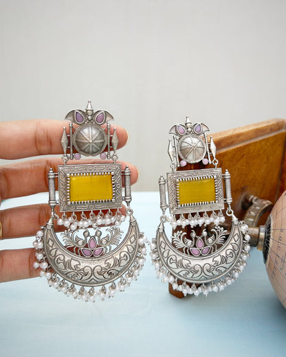 Yellow Silver Replica Chandbali