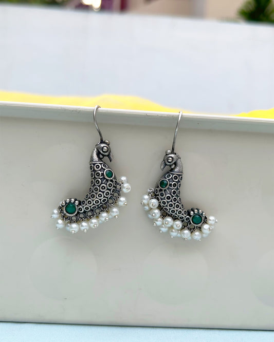 Green Peacock Antique Polish Dangler