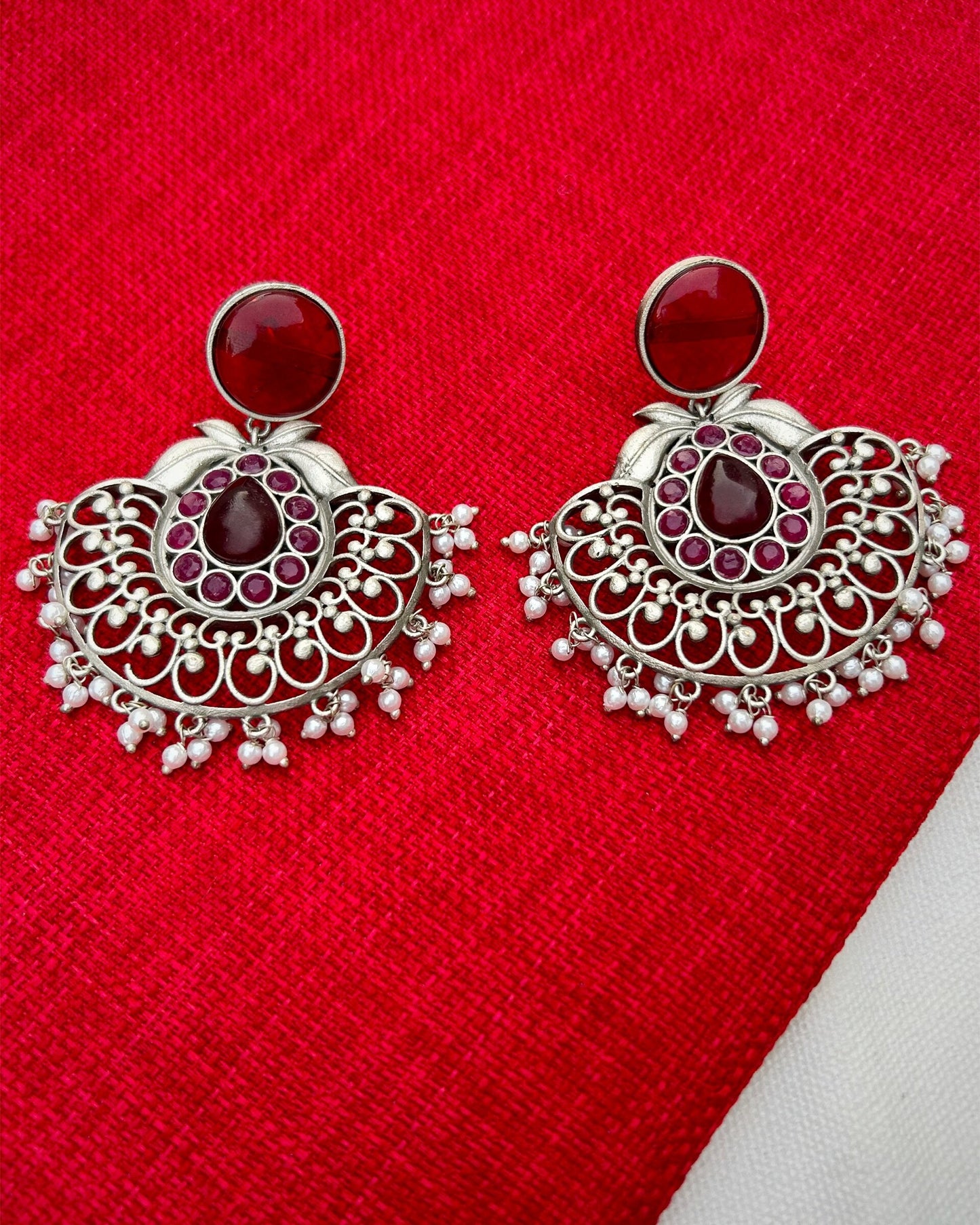 Yuvika Red & Pink Chandbali