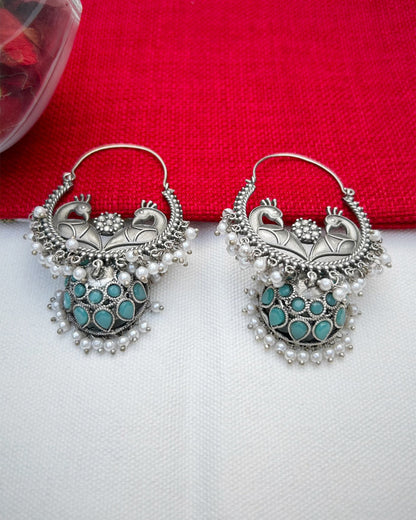 Vrinda Blue Chandbali Jhumka