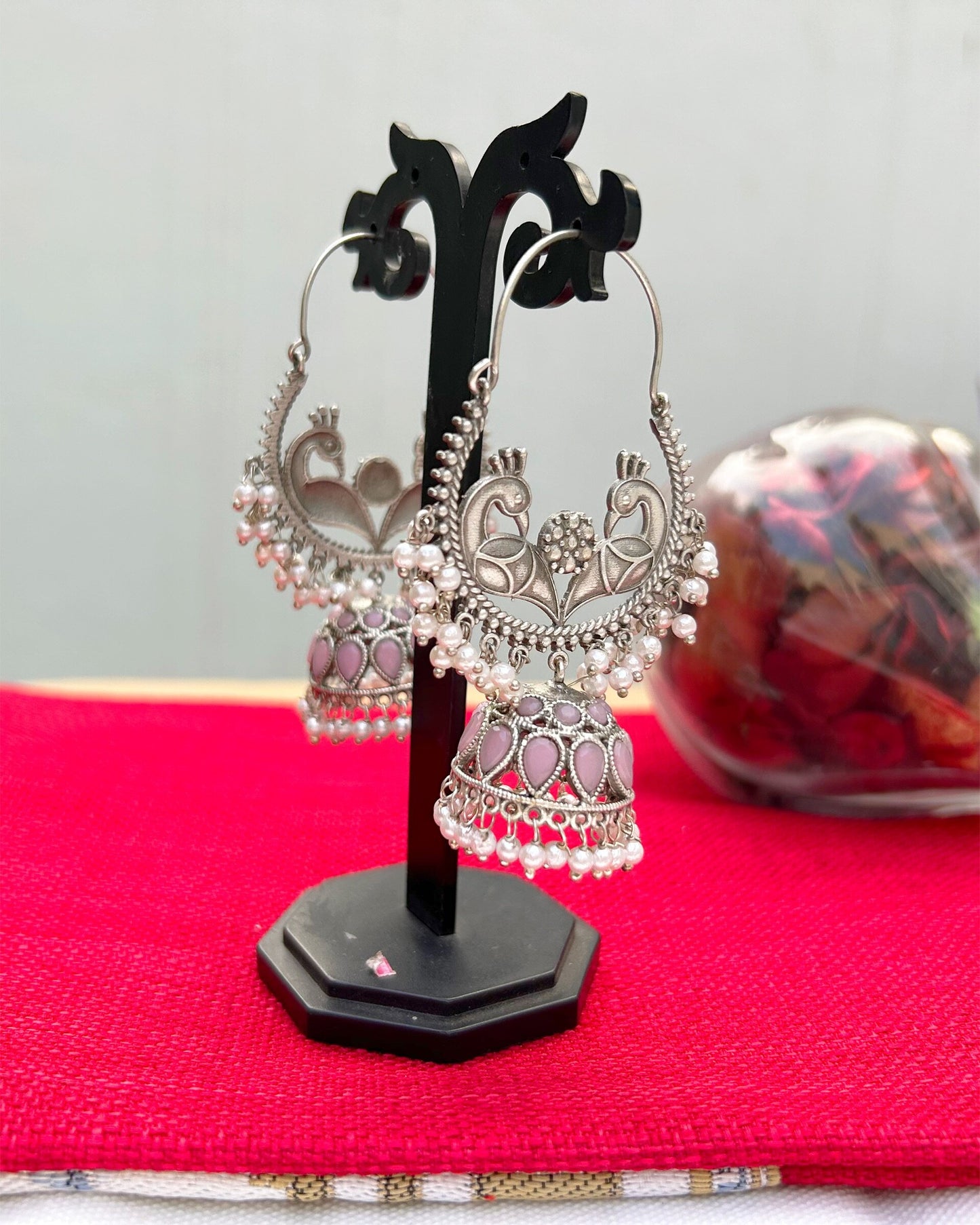 Vrinda Baby Pink Chandbali Jhumka