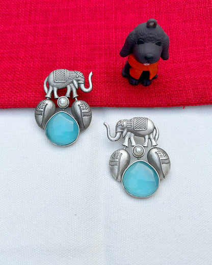 Sky Blue Elephant Studs Earring