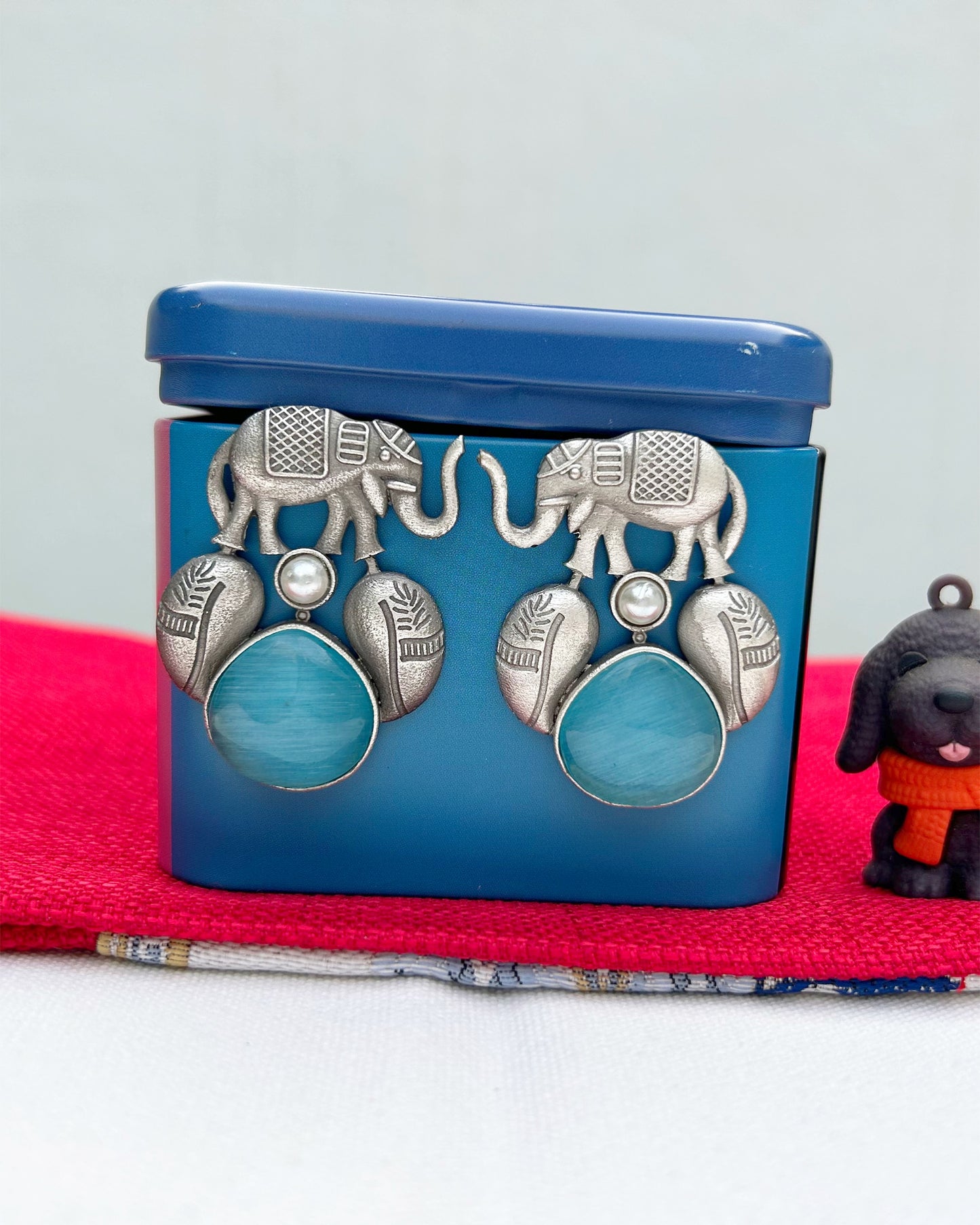 Sky Blue Elephant Studs Earring