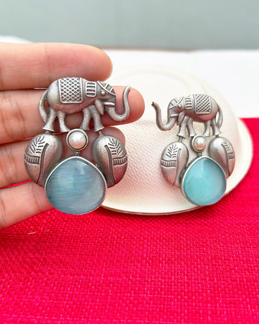 Sky Blue Elephant Studs Earring