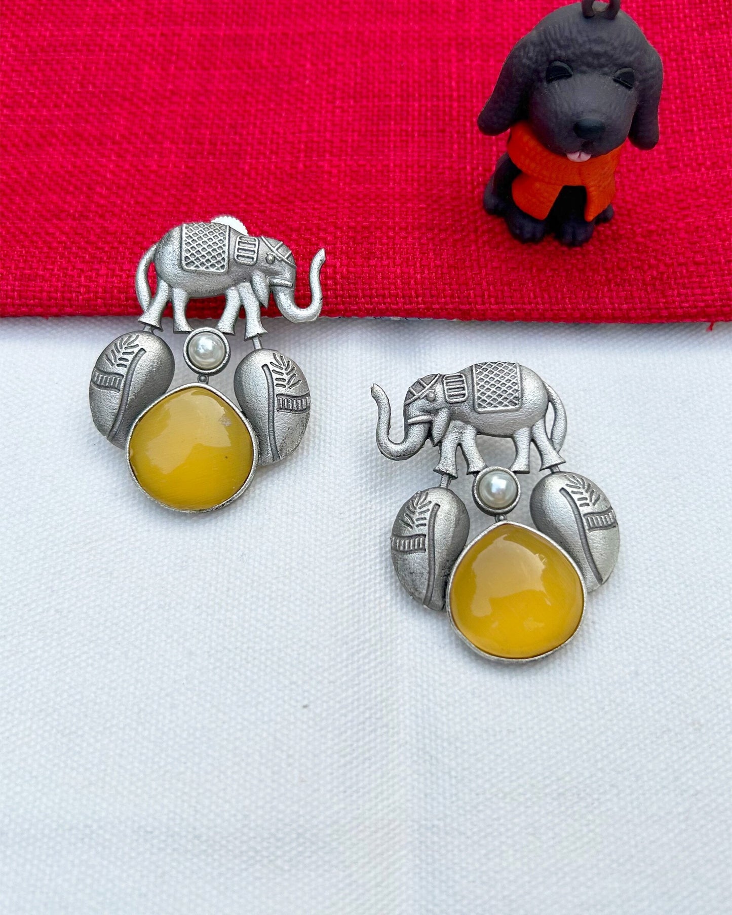 Orange Elephant Studs Earring