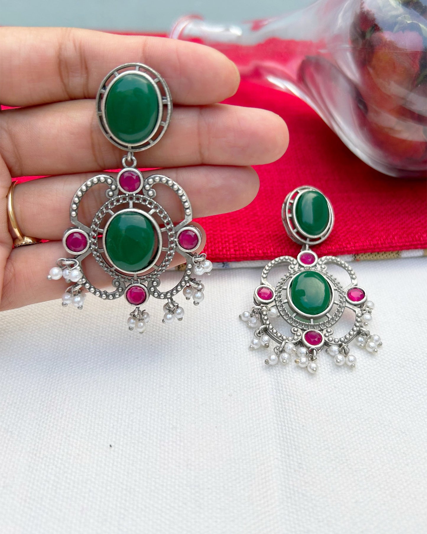 Green & Pink Aria Earring