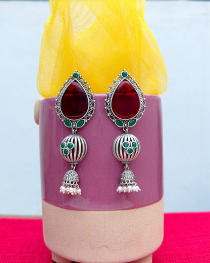 Red Anika Small Jhumka