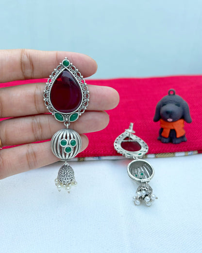 Red Anika Small Jhumka