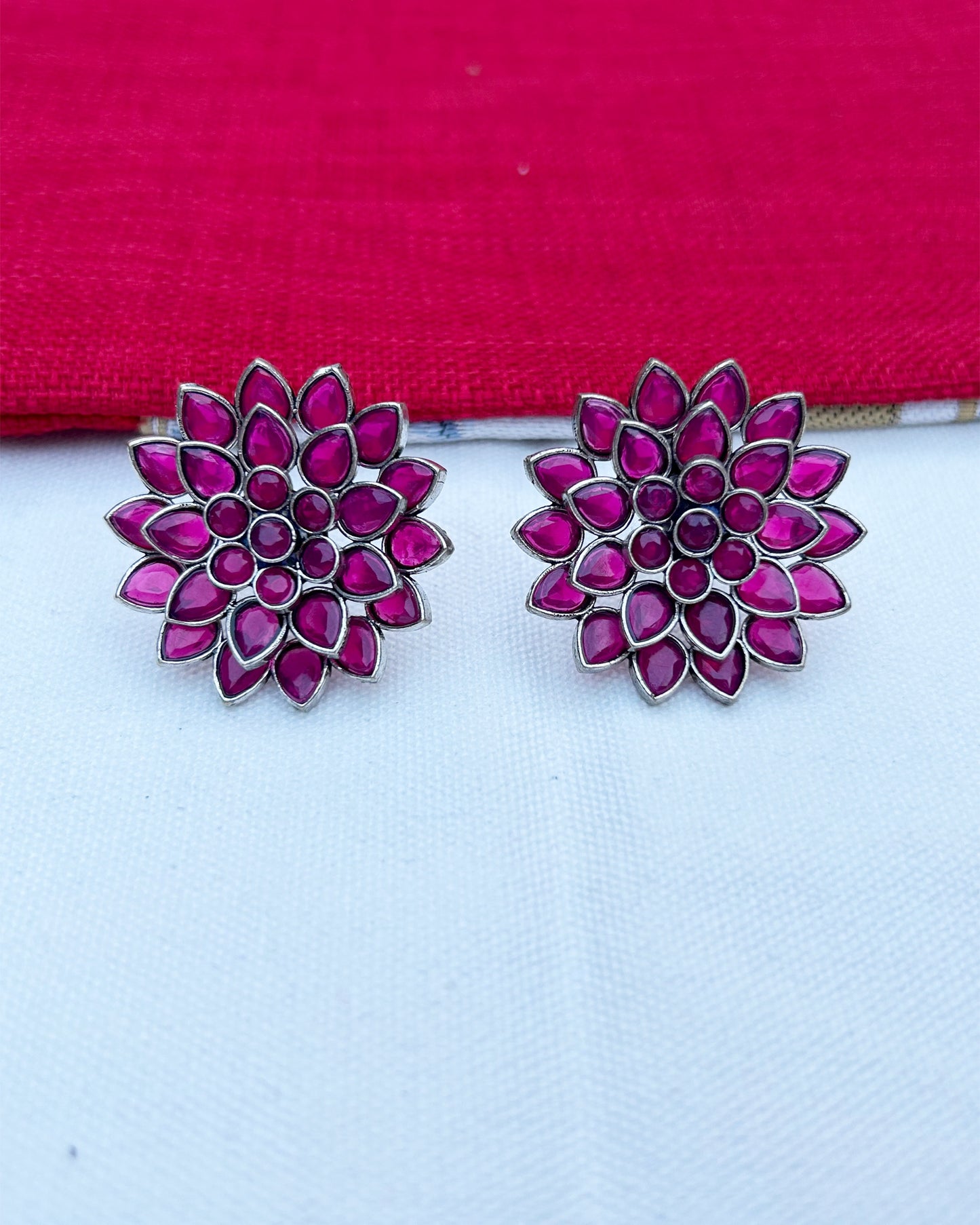 Floral 3 In 1 Pink Studs