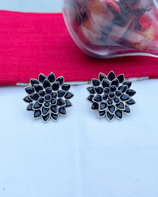 Floral 3 In 1 Black Studs