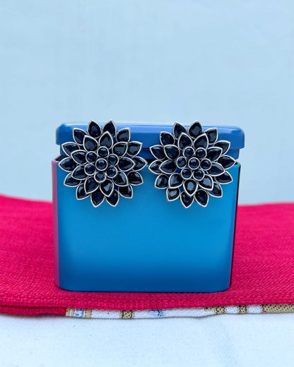 Floral 3 In 1 Black Studs