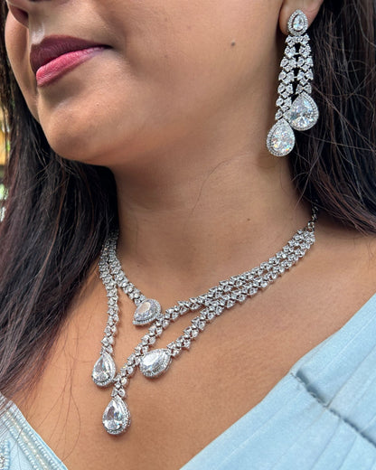 Silver Alina AD Necklace Set