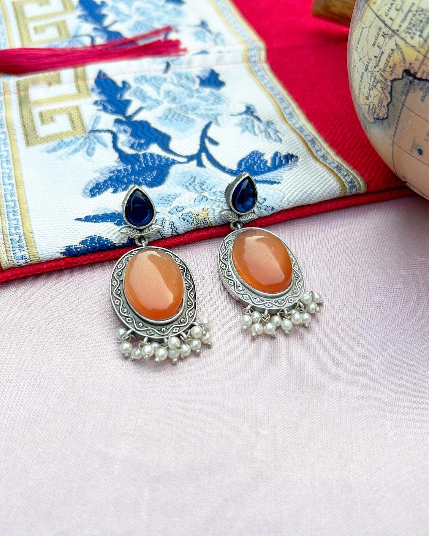 Dia Orange Monalisa Stone Earring