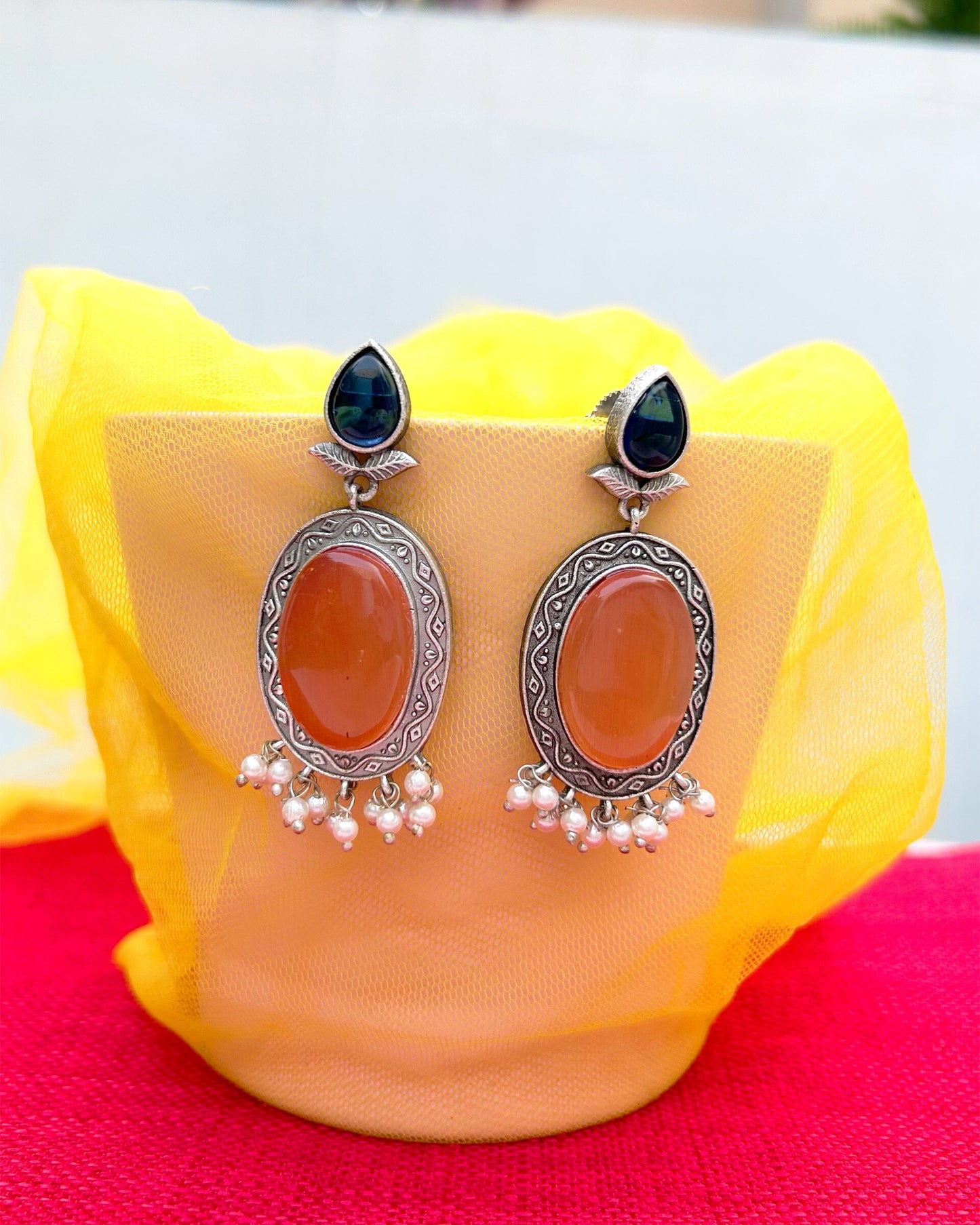 Dia Orange Monalisa Stone Earring