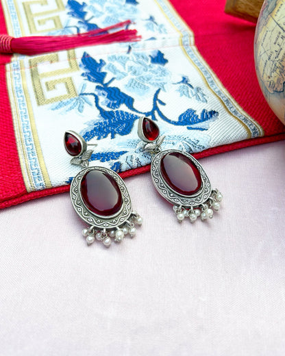 Dia Red Monalisa Stone Earring