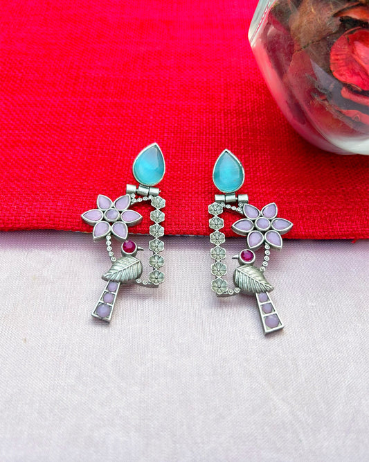 Dimitri Pink & Blue Parrot Earring