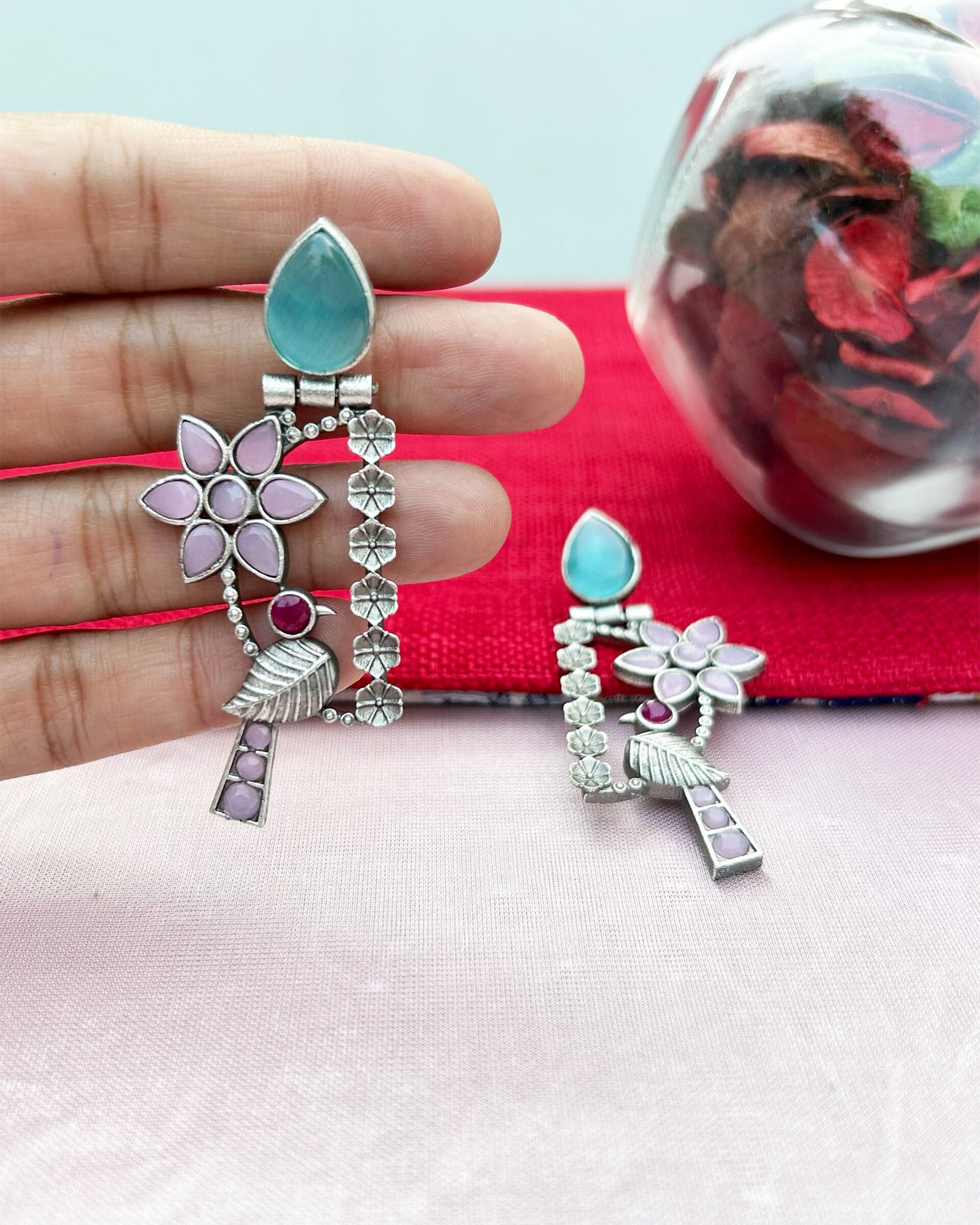 Dimitri Pink & Blue Parrot Earring