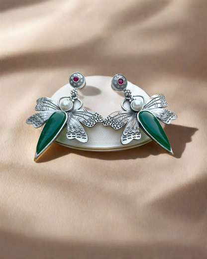 Bhavya Green Butterfly Earring