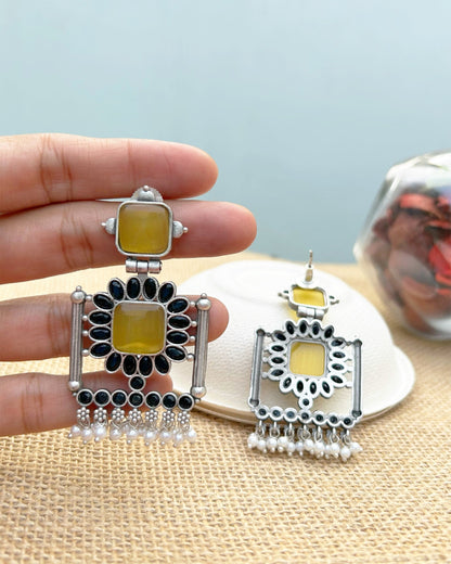 Bani Yellow & Black Frame Earring