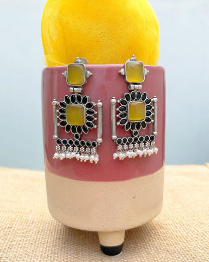 Bani Yellow & Black Frame Earring