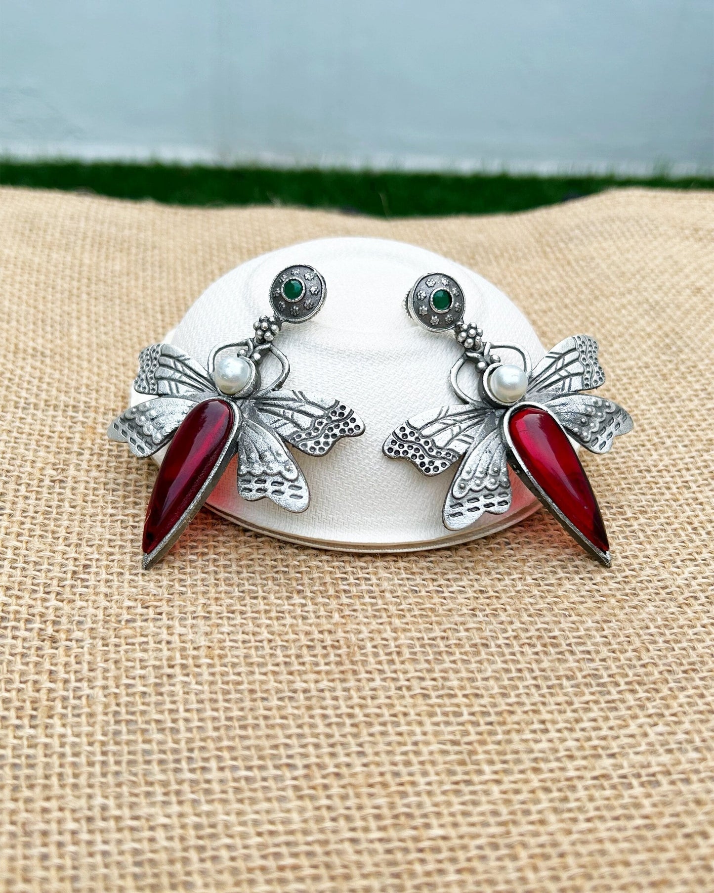 Bhavya Red Butterfly Earring