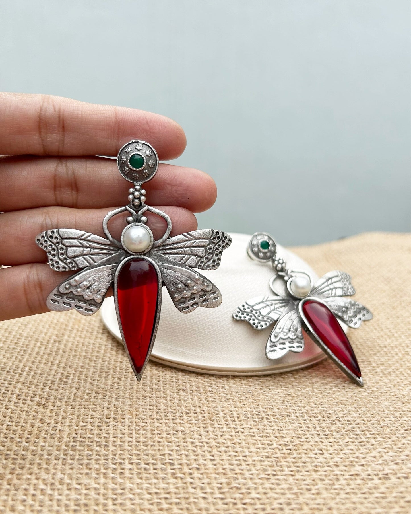 Bhavya Red Butterfly Earring