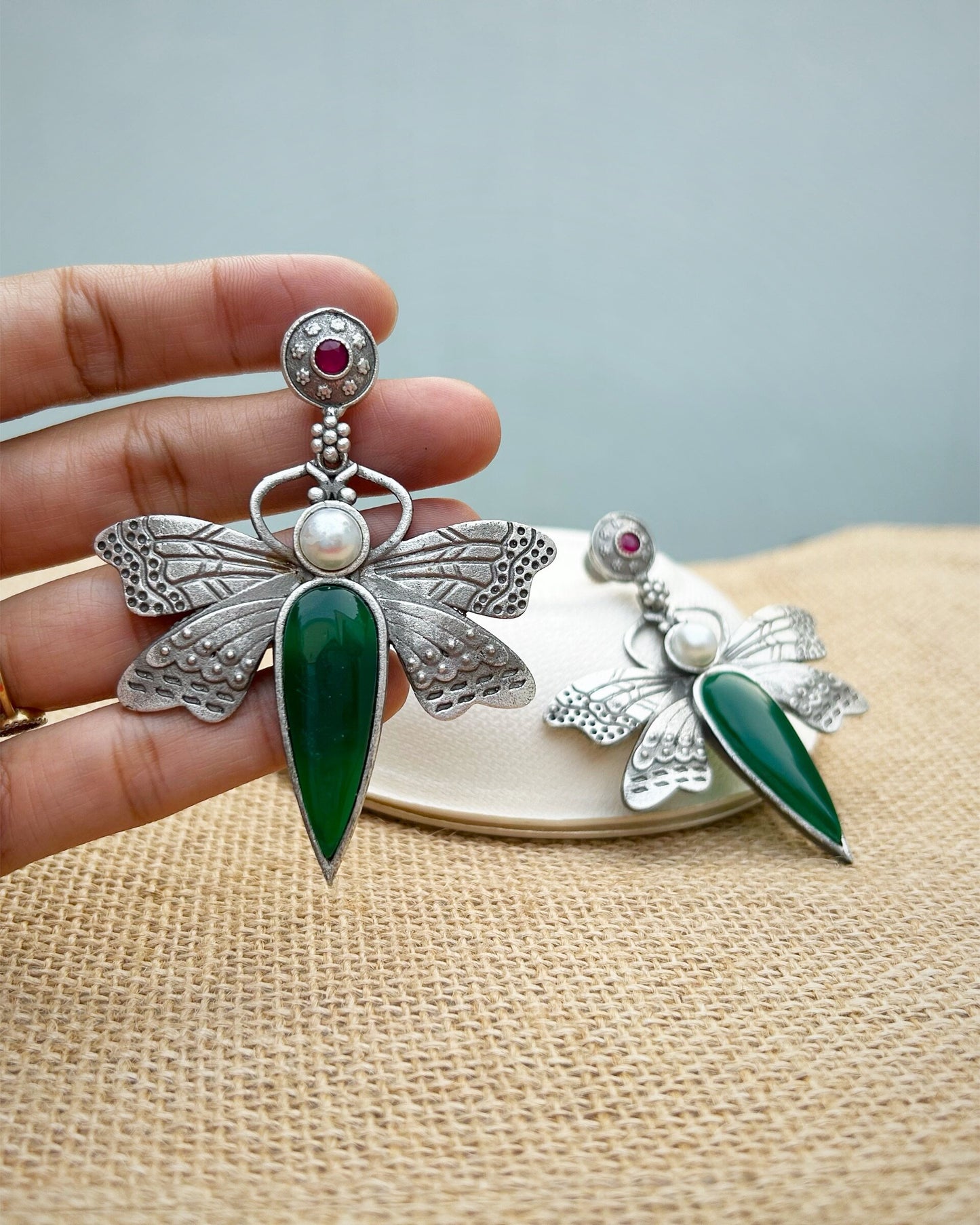 Bhavya Green Butterfly Earring