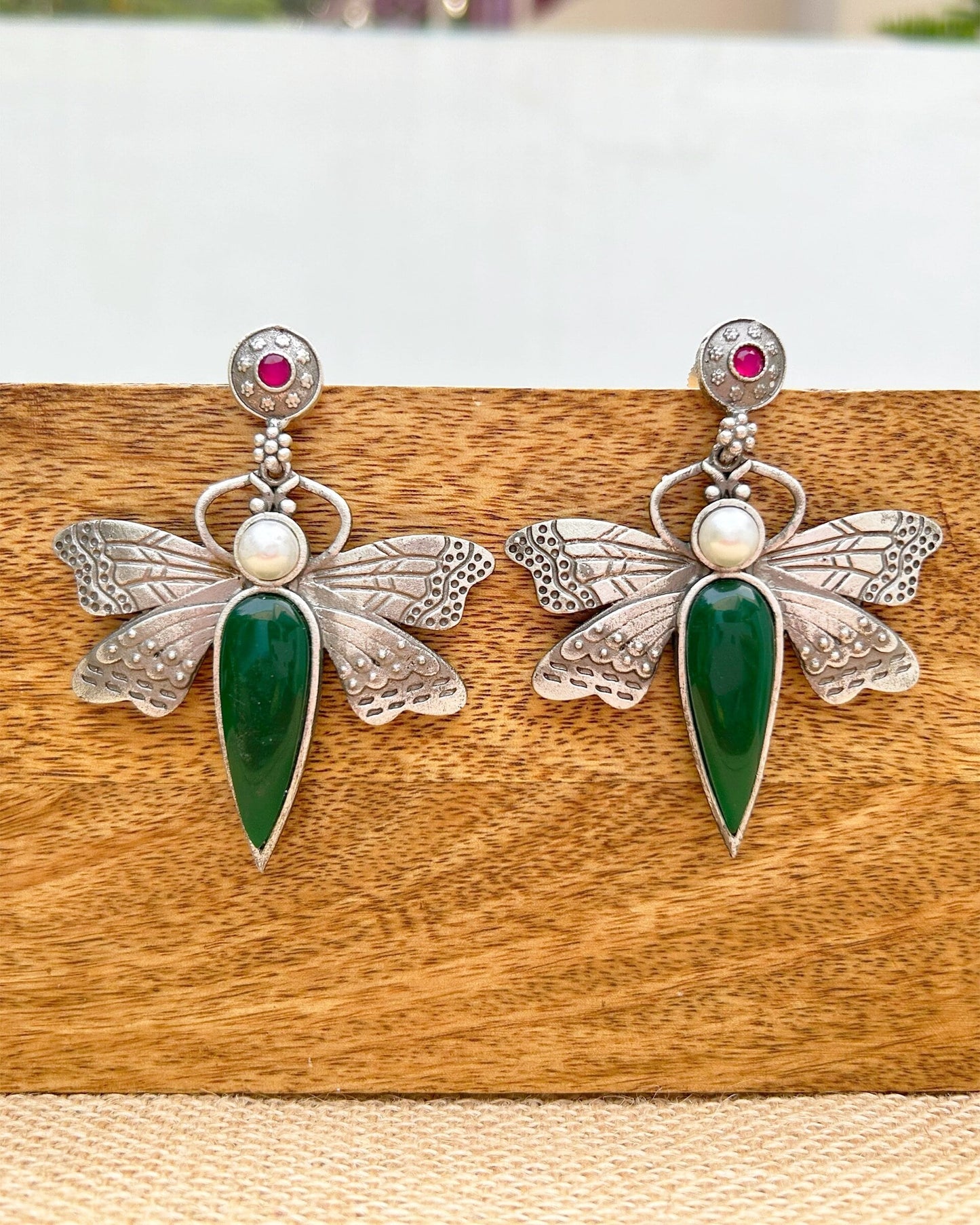 Bhavya Green Butterfly Earring