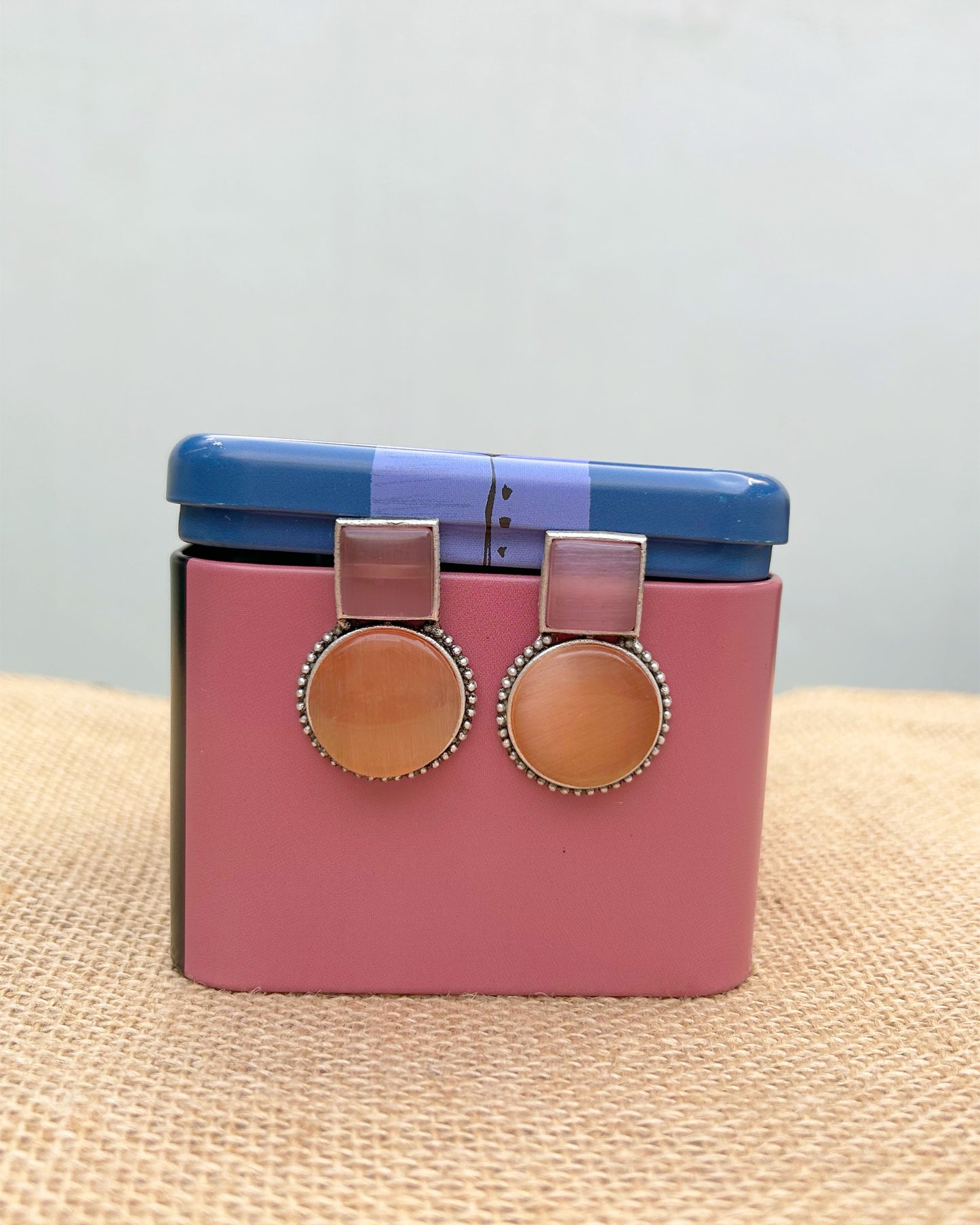 Bina Pink & Orange Studs Earring