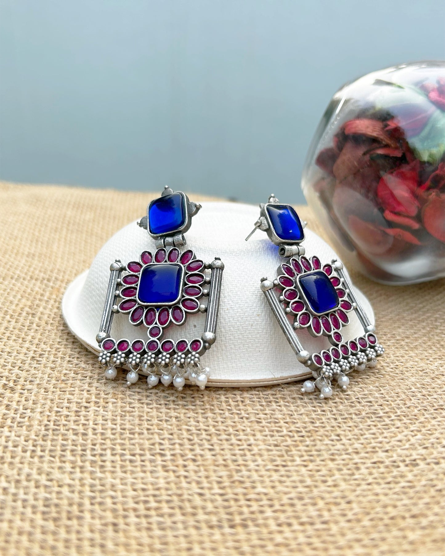 Bani Pink & Blue Frame Earring