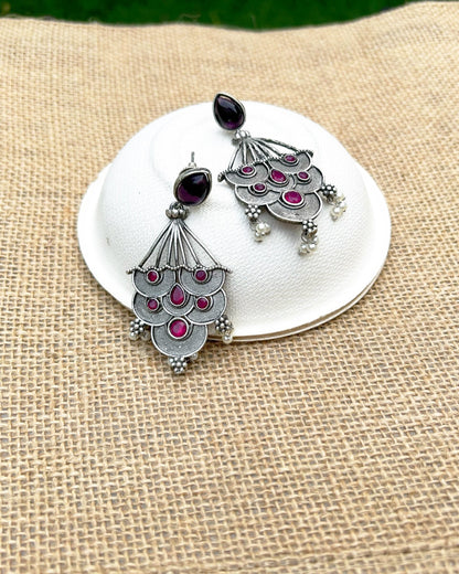 Dark Pink Aether Silver Lookalike Earring