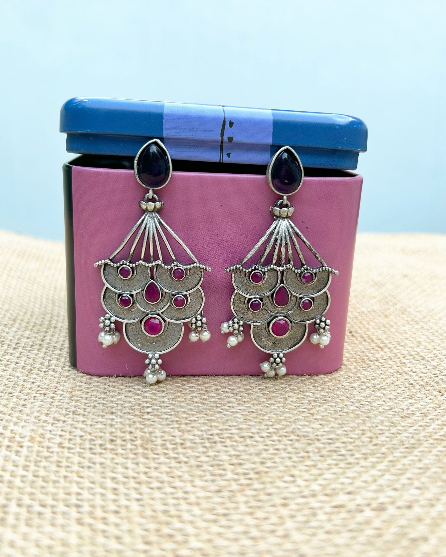 Dark Pink Aether Silver Lookalike Earring