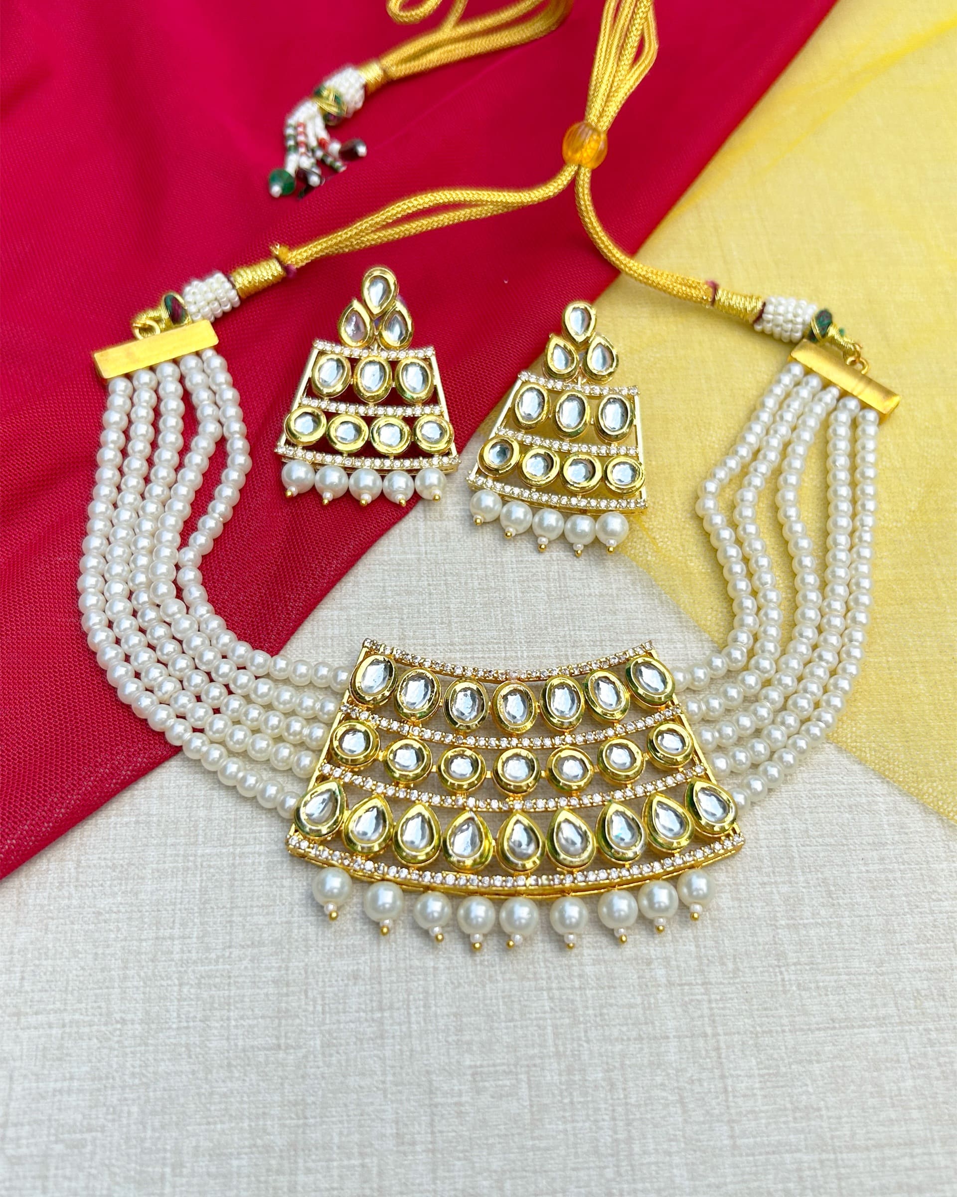 pearl choker necklace gold