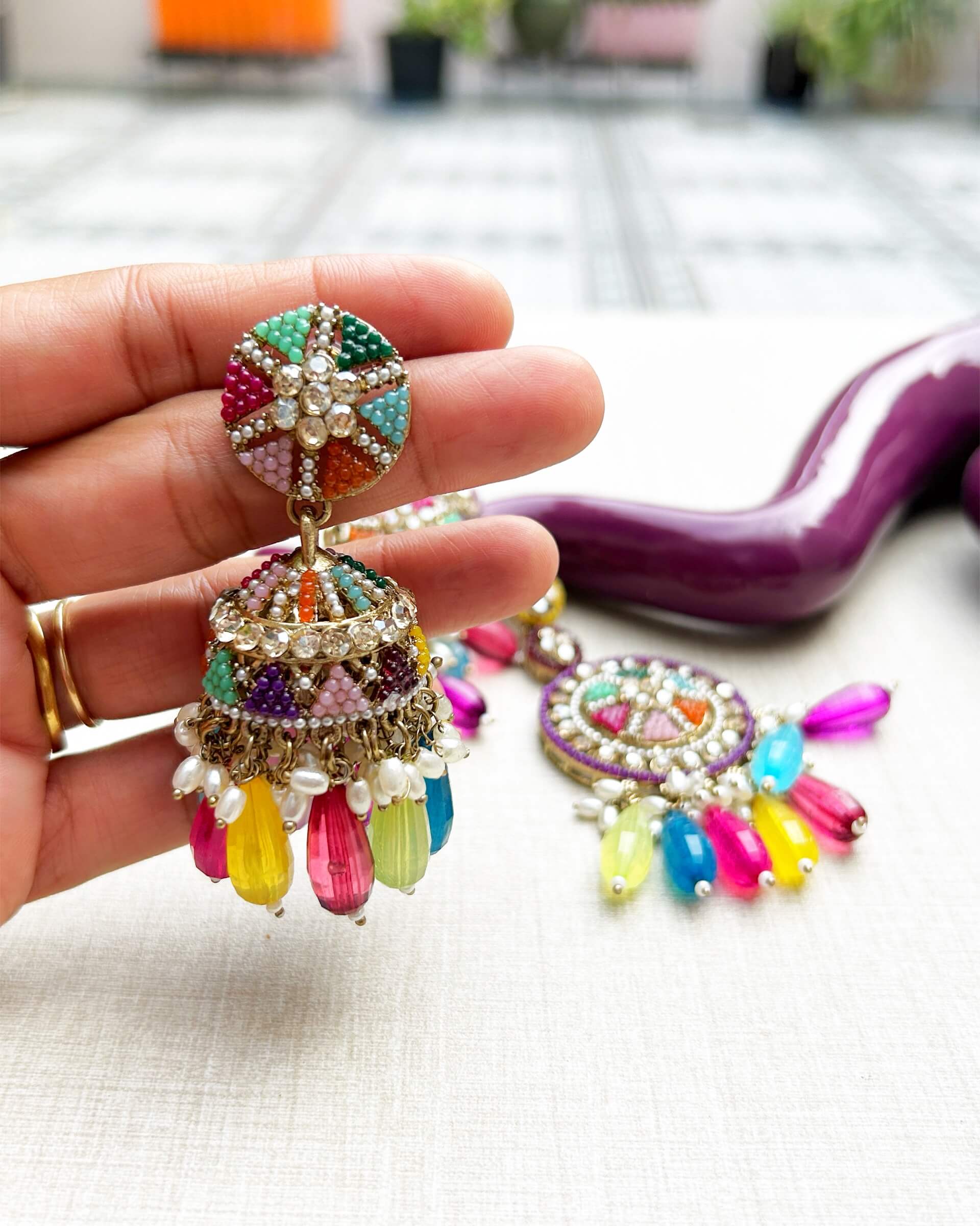 earring set with maang tikka