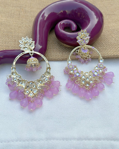 Lilac Chandbali Jhumka I Velvet Box