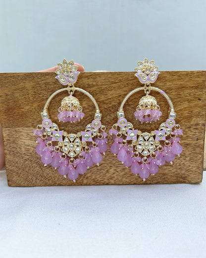 Lilac Chandbali Jhumka I Velvet Box