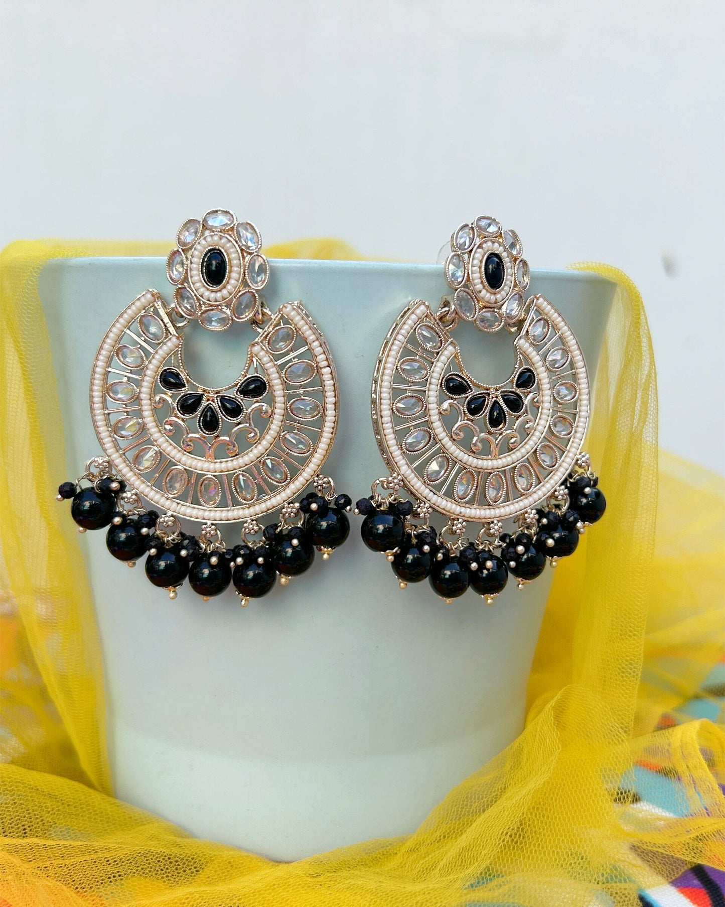 Chandbali Earrings with Pearls