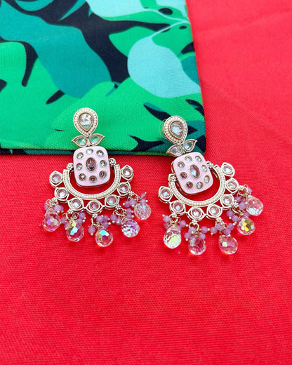 Pink Chandbali Earrings