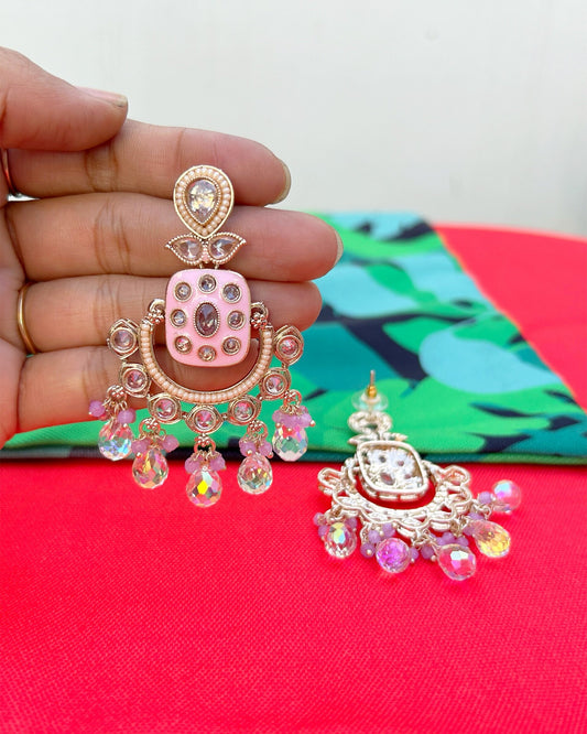 Pink Chandbali Earrings