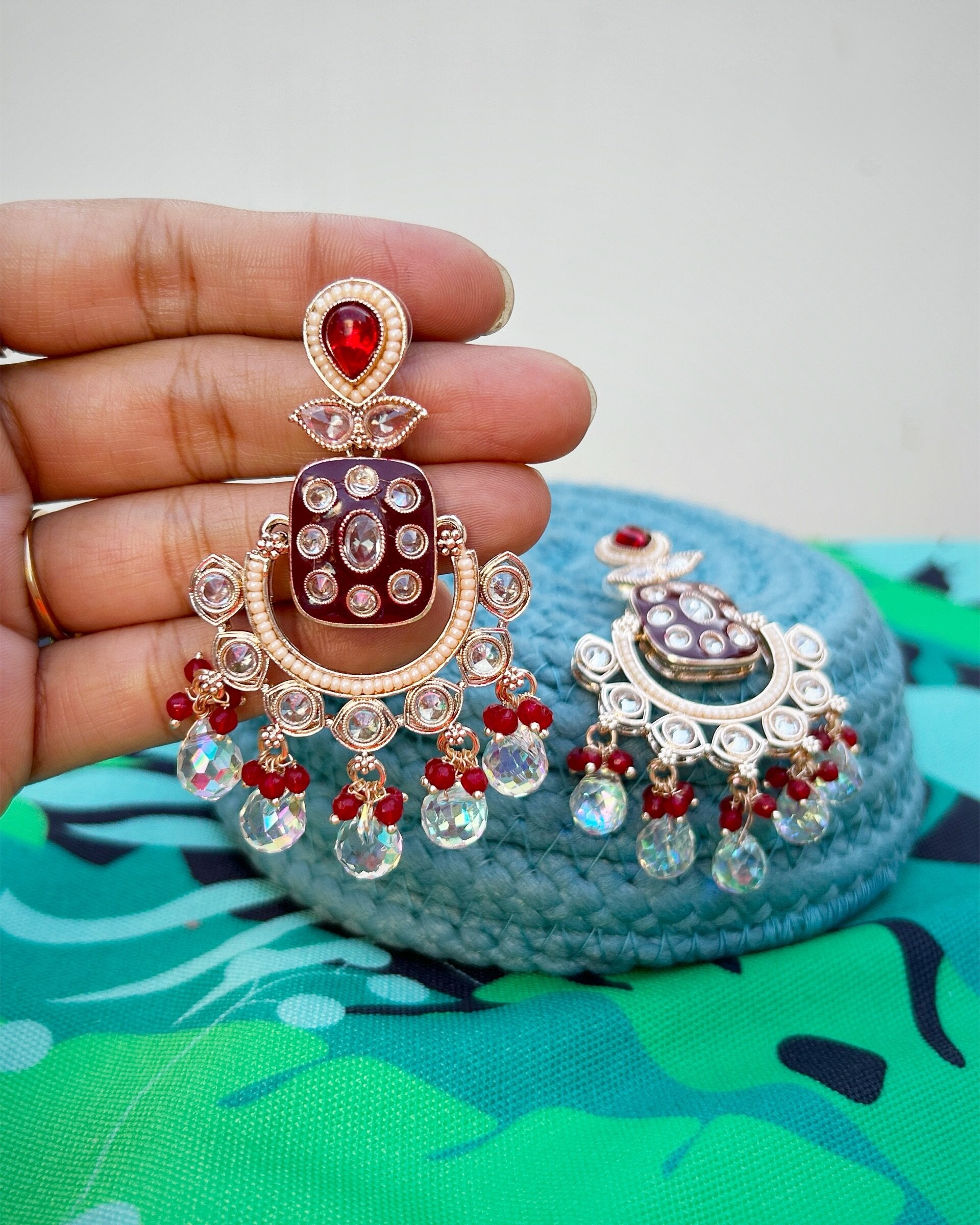 Red Chandbali Earrings