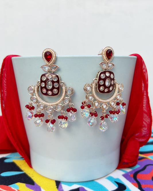 Red Chandbali Earrings