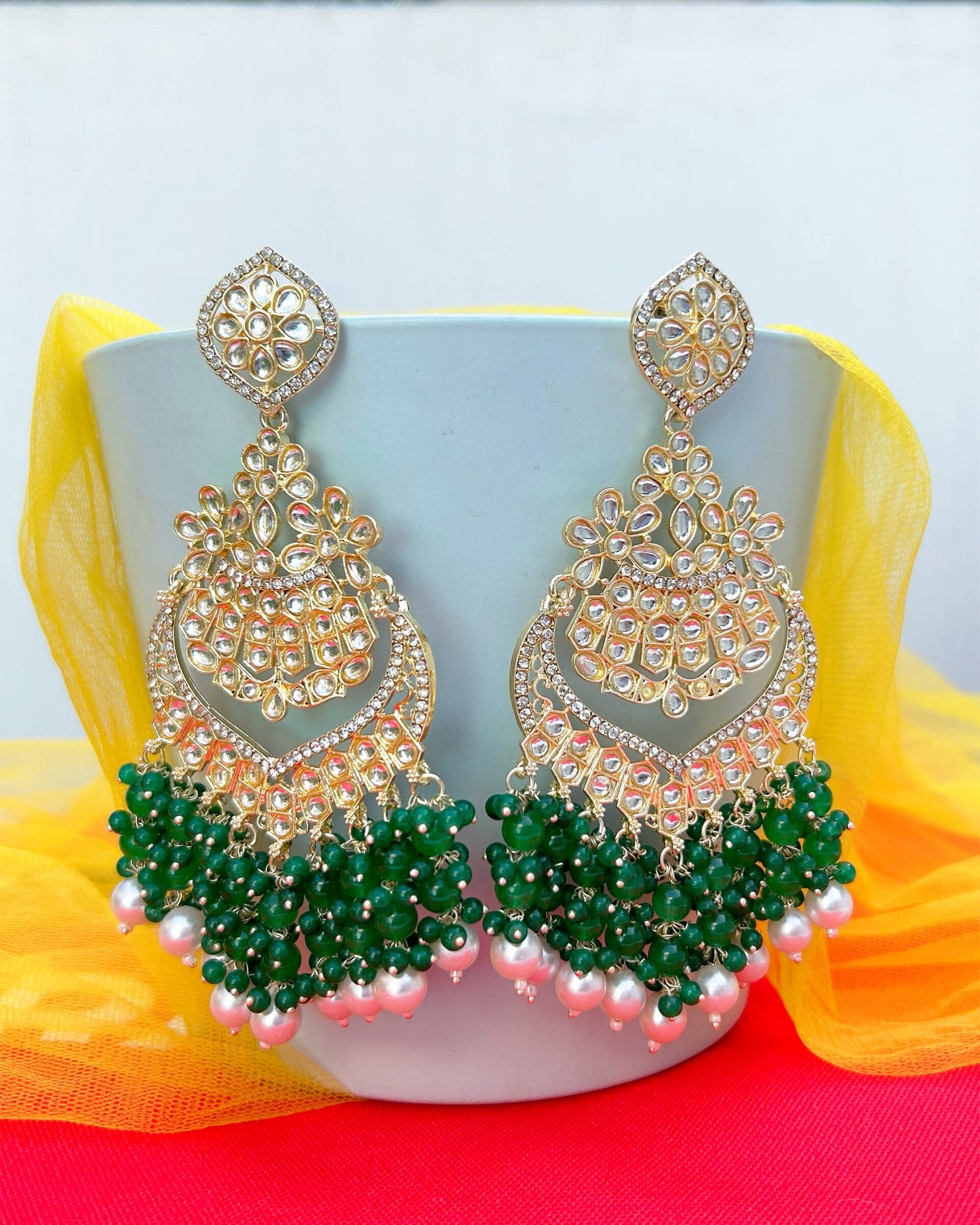 kundan long earrings