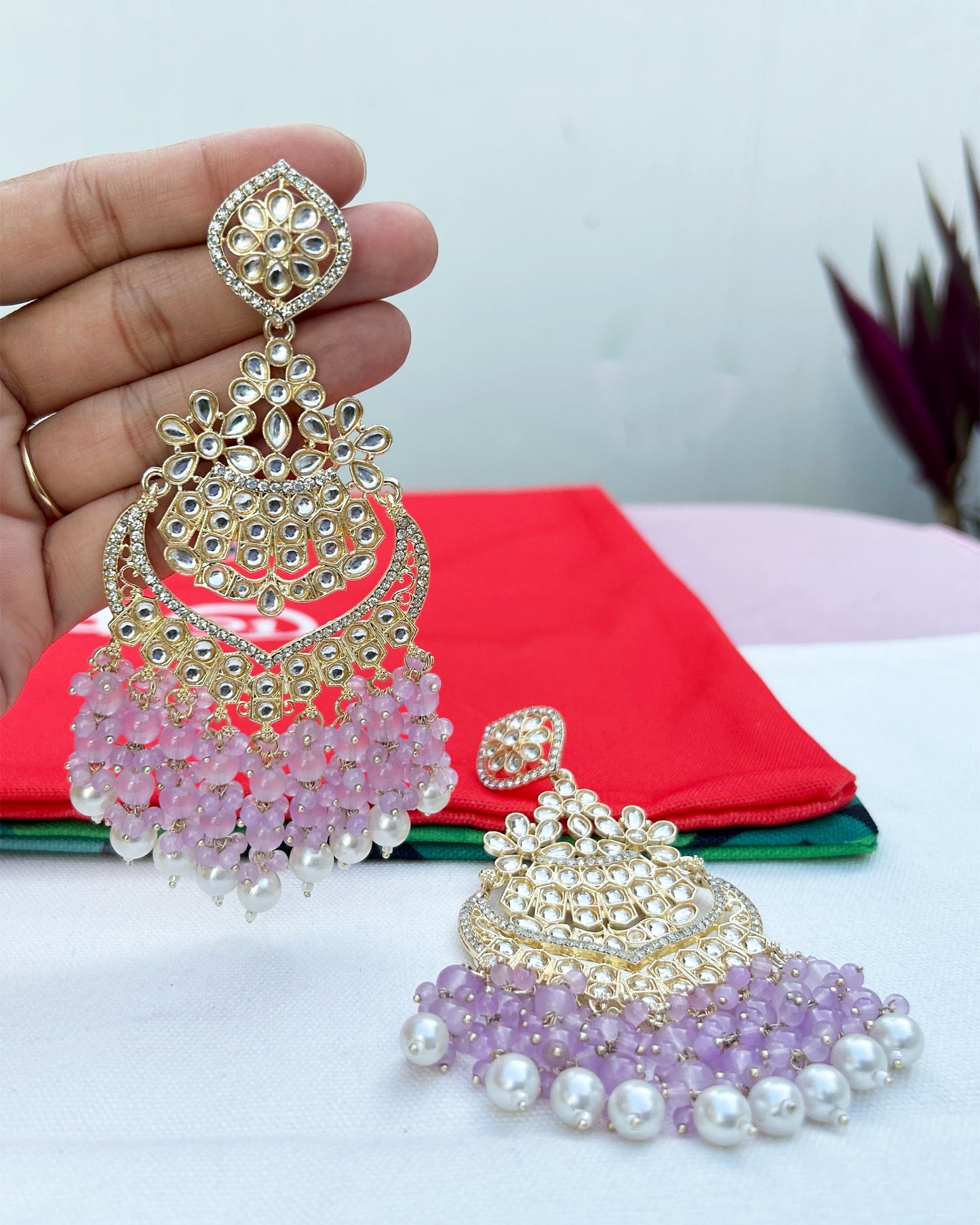 large kundan earrings