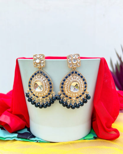 blue kundan earrings