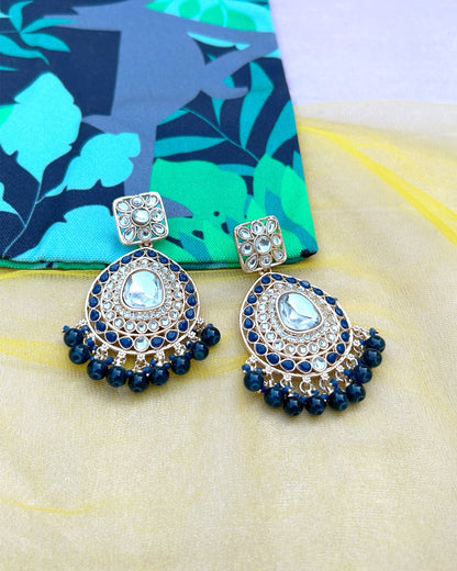 blue kundan earrings