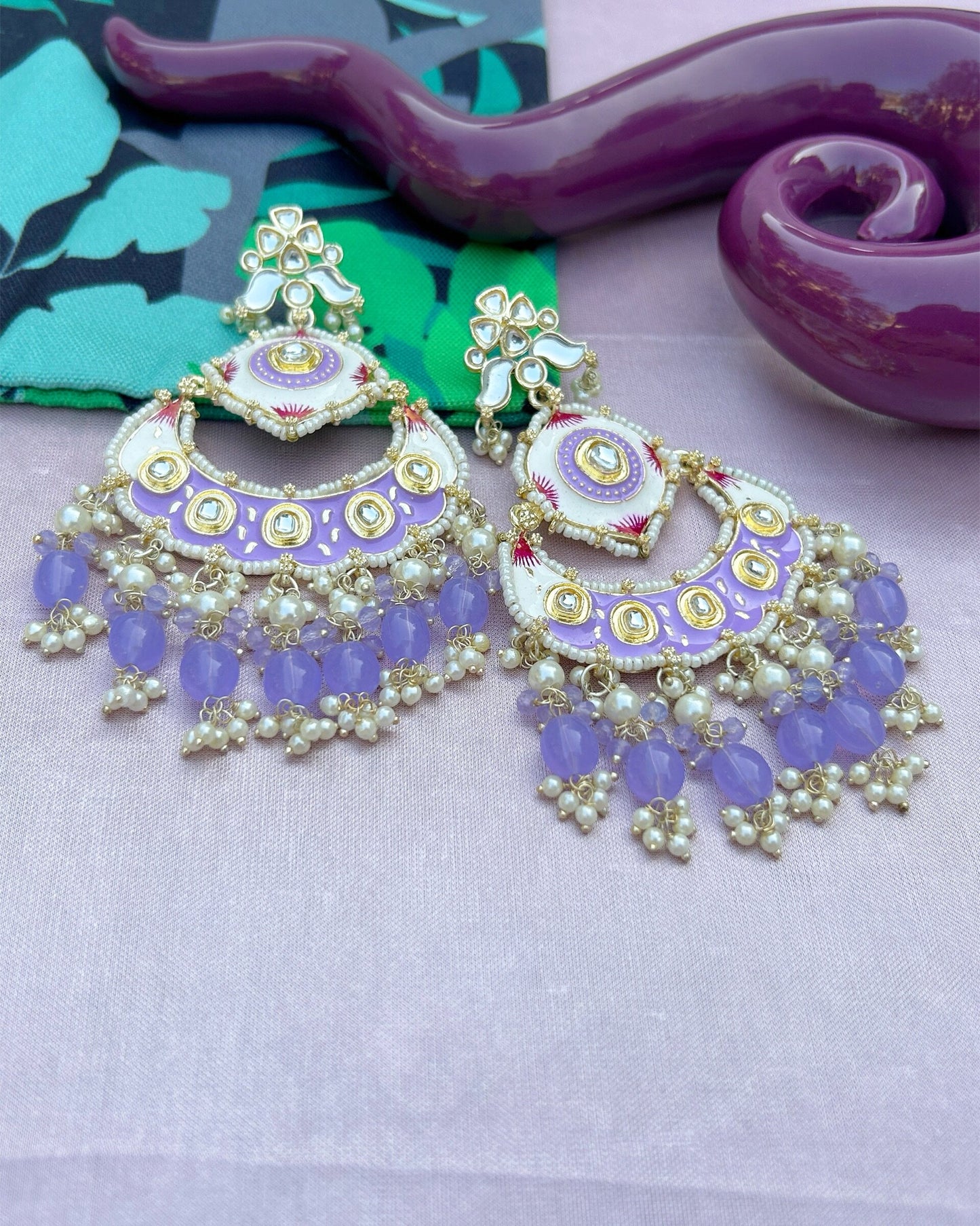 kundan meenakari earrings